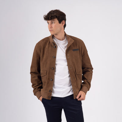 Giacca in pelle scamosciata A-1 - Cognac