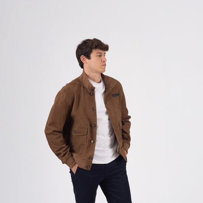 Giacca in pelle scamosciata A-1 - Cognac