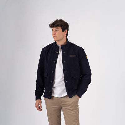 Giacca in pelle scamosciata A-1 - Blu Scuro