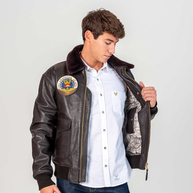 G1 Patch Leather Jacket - Brown