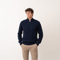 Maglione mezza zip misto Lana - Blu