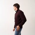 Maglione mezza zip misto Lana - Bordeaux