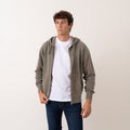 Fade Wash Zip-Up Hoodie - Olive