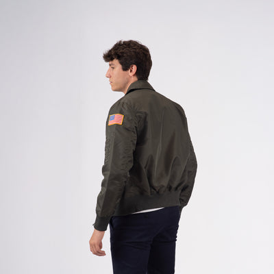 CWU Bomber in nylon leggero con toppe - Verde Militare