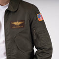 CWU Bomber in nylon leggero con toppe - Verde Militare