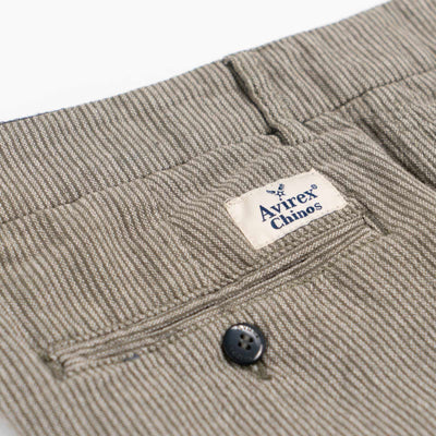 Chinos Misto Lino a Righe - Fly Green/Beige