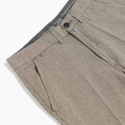 Chinos Misto Lino a Righe - Fly Green/Beige