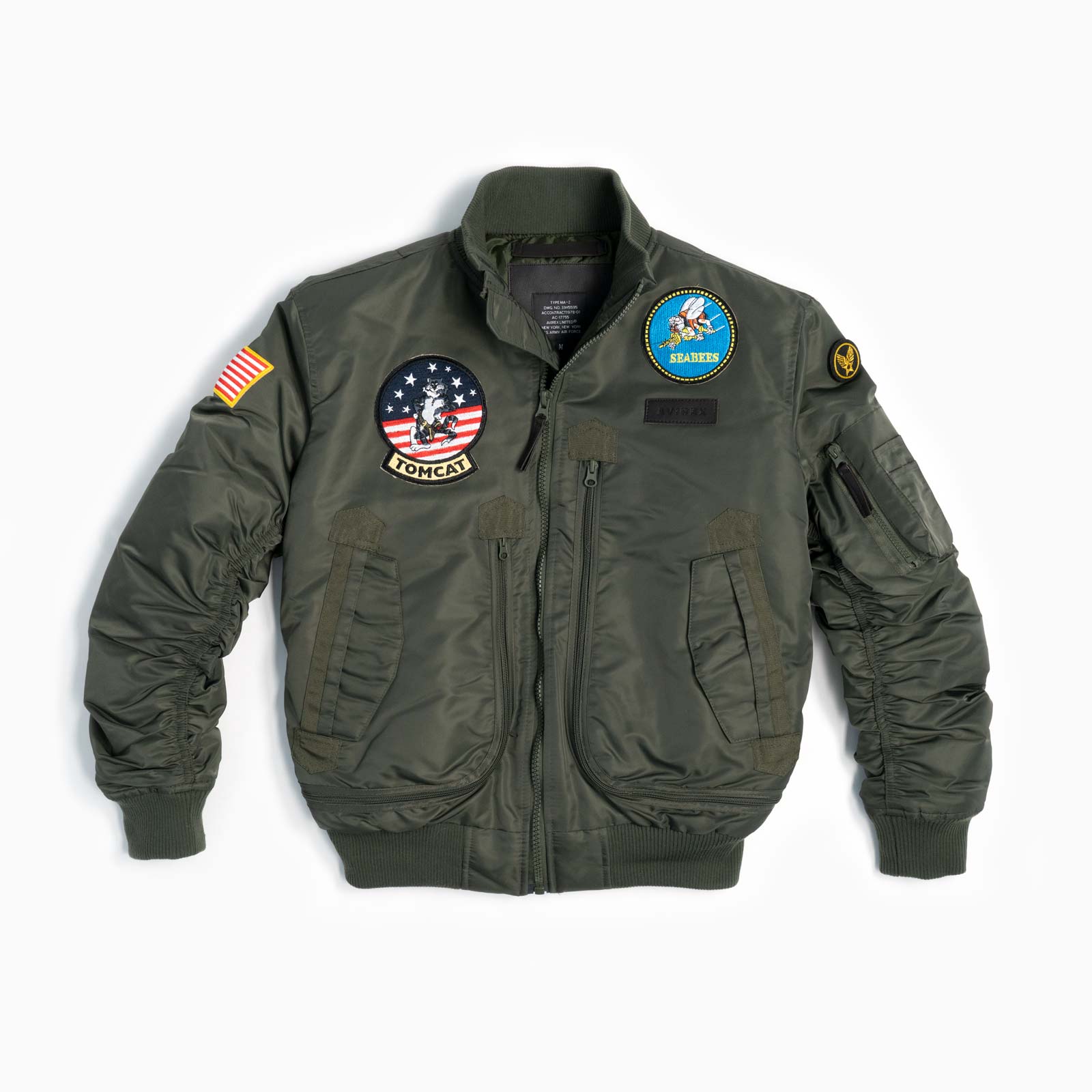 avirex tomcat black bomber jacket