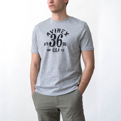 Printed T-Shirt - Avirex 36 - Melange Grey