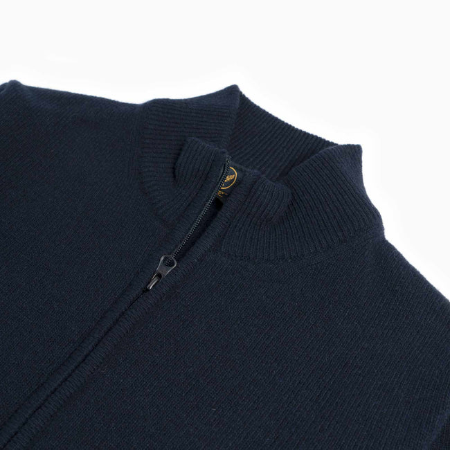Maglione in lana con zip intera - Blu scuro
