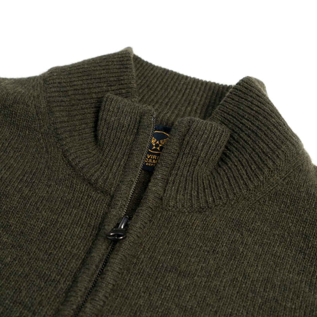 Pull en laine entièrement zippé - Vert militaire