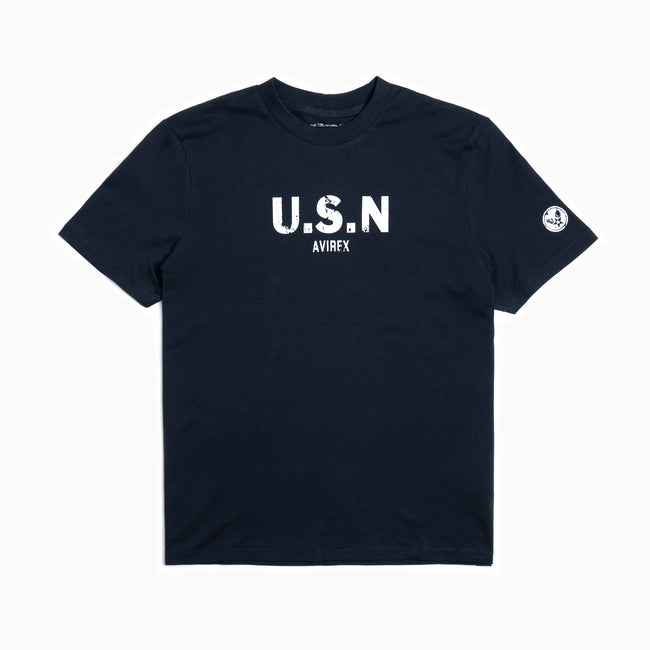 T-Shirt Col Montant Imprimé - USN - Bleu Foncé